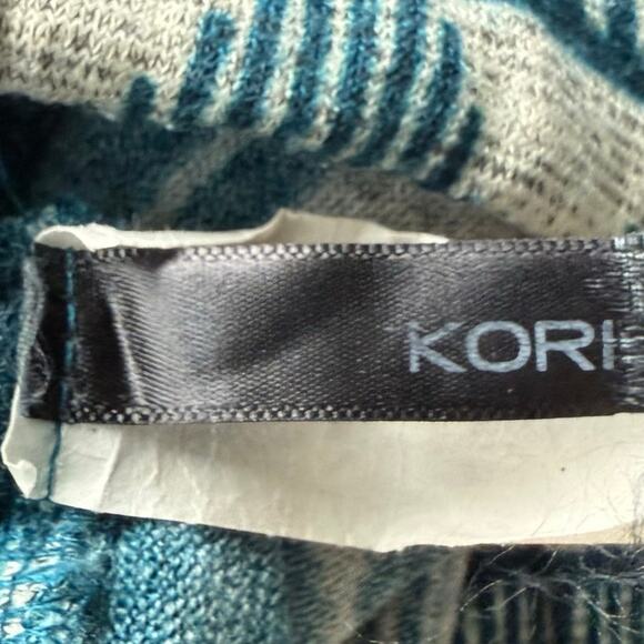 Kori Boho Tribal Print Flare High-Waist Pants Geometric Size Small Blue Beige - Picture 8 of 9